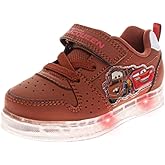 Disney Pixar Cars Sneakers Lightning McQueen Tow Mater Shoe LED Light Up Laceless Breathable Athletic Shoes Mater Rust Brown- Size 5-10 Toddler 11-12 Little Kid