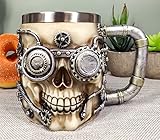Ebros Gift Silver Steampunk Detective Skull Coffee
