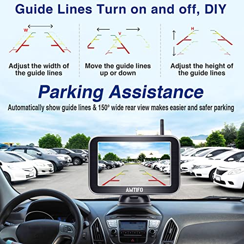 AMTIFO Wireless Backup Camera HD 1080P 5 Inch Split Screen Monitor