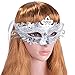 Masquerade Mask Shiny Metal Rhinestone Venetian Pretty Party Evening Prom Mask (Silver Gray)