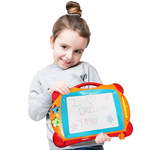Magnetic Drawing Board Christmas Gift Orange Drawing Doodle Board Toy For Kids Erasable Sketch Pad Includes Fun Stamps Multicolored Magnetic Pen Draws In 4 Different Colors