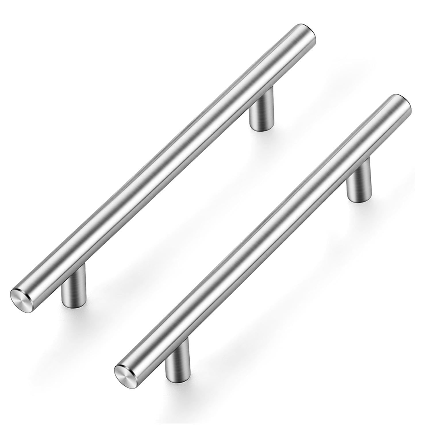 Ravinte 10 Pack Kitchen Cupboard Handles - Brushed Nickel T Bar 128mm Hole Center Drawer Pulls for Wardrobe & Bathroom Furniture