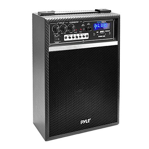 Pyle PWMAB250BK 300 Watt Bluetooth 6.5   Portable PA Speaker System with Built-in Rechargeable Battery, Wired Microphone & FM Radio