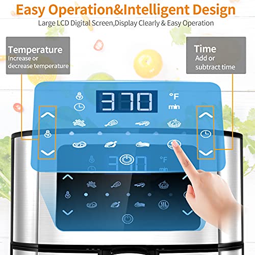 Air Fryer, 6 Quart Electric Hot Air Fryer Oven Oilless Cooker, BLUE STONE LCD Digital Screen and Nonstick Frying Pot,7 Presets, Preheat& Appointment,Keep Warm& Nonstick