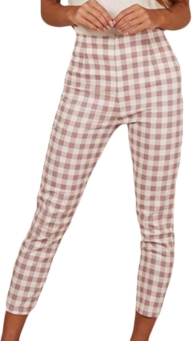 plaid pants skinny womens