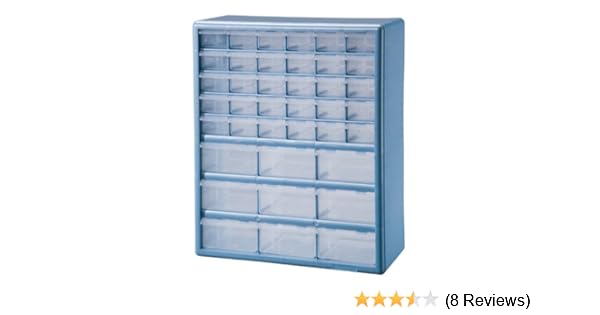 Stack On Dslb 39 39 Bin Plastic Drawer Parts Storage Organizer Cabinet Light Blue Garage Shelves Amazon Com
