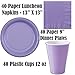 Disposable Party Supplies, Serves 40 - Lavender and Purple - Large and Small Paper Plates, 12 oz Plastic Cups, heavyweight Cutlery, Napkins, and Tablecloths. Full Two-Tone Tableware Set
