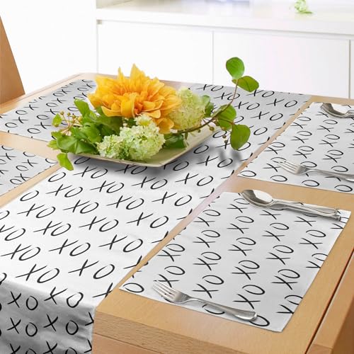 Ambesonne Xo Table Runner & Placemats, Hugs and