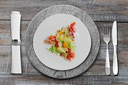 Home Collectives 13 Inch Round Elegant Serve ware Charger Plates with Matching Napkin Rings, Wedding, Dinner party, Event - Choose from our Variety of Styles and Quanties (6, Moslem Silver)