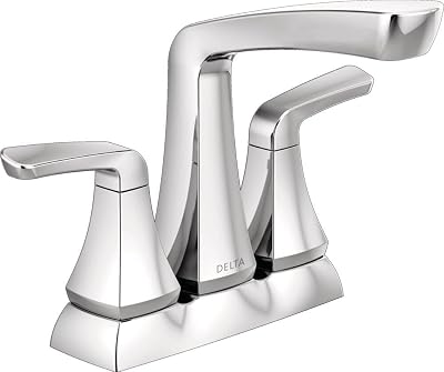 Faucet Vesna 25789LF - Grifo de baño de 2 manijas con montaje de drenaje y cierre de drenaje sin preocupaciones, cromado