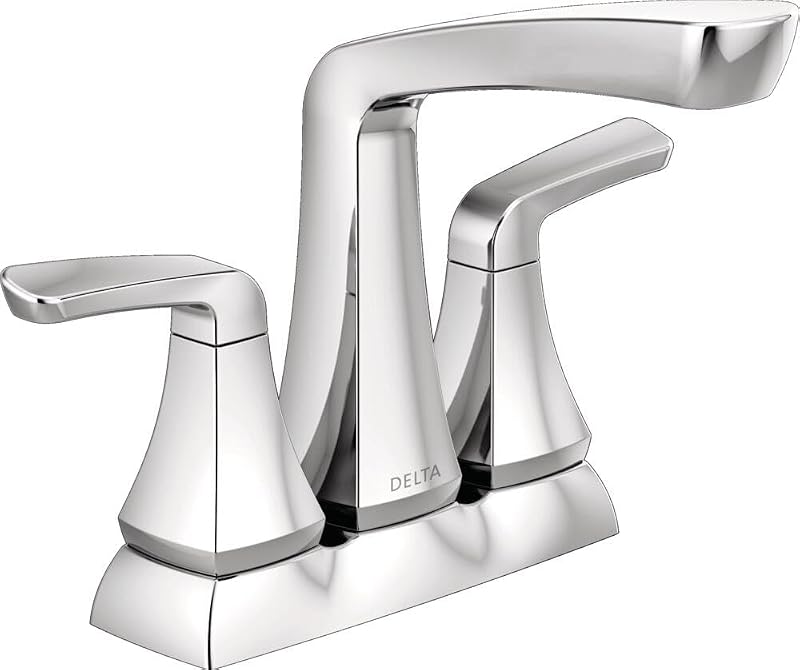 Faucet Vesna 25789LF - Grifo de baño de 2 manijas con montaje de drenaje y cierre de drenaje sin preocupaciones, cromado