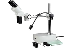 AmScope SE400-Z Professional Binocular Stereo Microscope, WF10x and WF20x Eyepieces, 10X and 20X Magnification, 1X Objective,