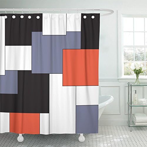 Accrocn Waterproof Shower Curtain Curtains Fabric Wavy Vertical Stripes Red Black White And Grey 72x72 Inches Decorative Bathroom Odorless Eco Friendly Anti Bacterial