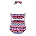 Creabygirls Womens Plus Size Print High Waist Two Piece Tassel Swimsuits(Large)