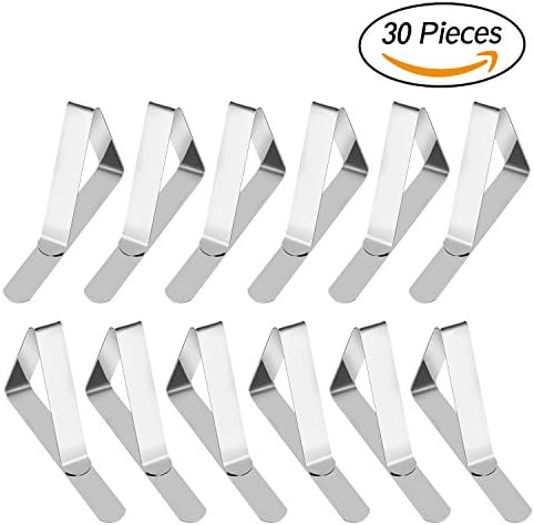 30 Packs Tablecloth Clips, Lifelf Flexible Stainless Steel Picnic Table Clips Table Cloth Cover Clamps Table Cloth Holders Ideal for Home, Parties, Picnics, Restaurant, Weddings, Buffets, Dinners