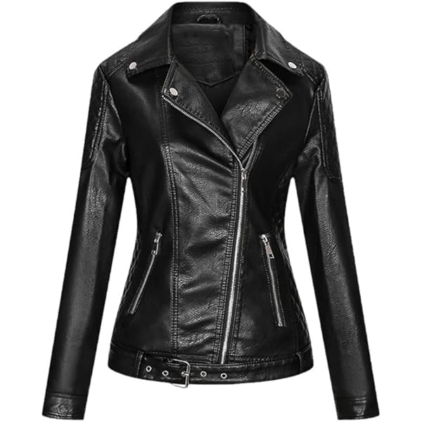 Generic Faux Leather Jacket Women Spring Autumn Moto Biker Zipper
