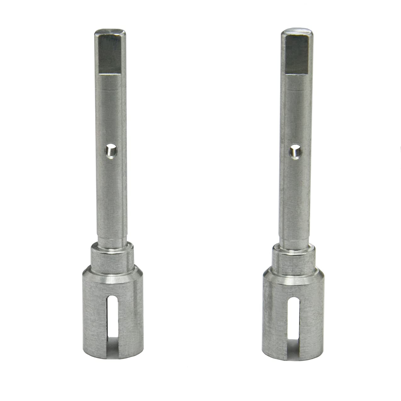 PrecisionGeek Silver Anodised Aluminium Propeller Joint & Wheel Axle 43 mm – Set of 2 for Tamiya TT02/TT02B/D/T RC Cars – Ideal DIY High‑Speed Upgrade