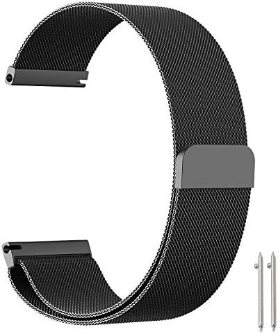Hollyfun 18mm Replacement Smartwatch Band Fossil Q Men & Women Milanese Loop Magnetic Clasp Mesh Stainless Steel Metal Bracelet Strap Quick Release Watch Band Smart Watch(Black, 18mm)