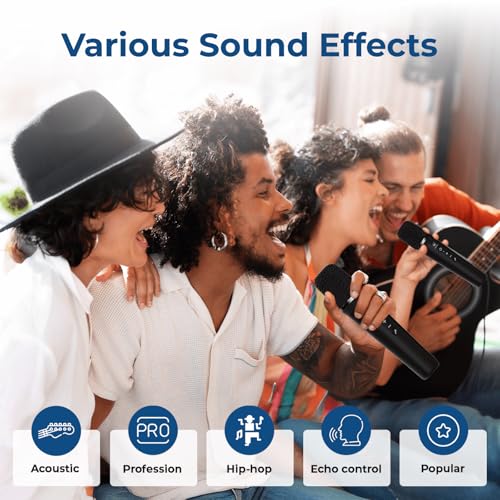 100W Powerful Voice Amplifier with 2 Wireless Microphones, Big Pro Sound Portable Speaker with Microphone, Bluetooth Speaker PA System Karaoke Machine Support BT/USB/TF Card/Aux/Guitar RBS99