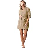 Turkish Linen Lightweight Waffle Knit Bath, Spa & Bridesmaids Kimono Short Robes for Women - Quick Dry & Soft