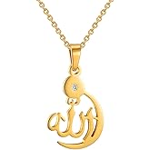 PROSTEEL Stainless Steel Allah Necklace, Muslim Islamic Jewelry,Crescent Moon,Eid,Arabic Necklace,Gold/Silver Tone, Come with Box