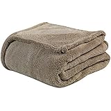 WarmZone Heat Reflective Blanket, Khaki (Throw) – Thermo-Conducive Coating Reflects Body Heat for Pleasant Warmth – Ultra-Soft Micro-Sherpa Fabric – 100% Safe, No Cords or Plugs – Machine Washable