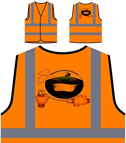 Smiley Karate Fight Face Novelty Funny Vintage Art Personalized Hi Visibility Orange Safety Jacket Vest Waistcoat a233vo