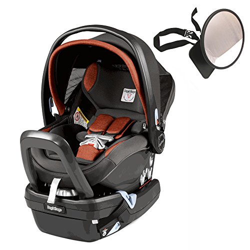 Peg Perego Primo Viaggio Nido Car Seat with Load Leg Base w/ Back Seat Mirror - Terracotta