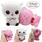 2 Pcs Jumbo Squishy Kawaii Cats, Sweet Scented Vent Charms Slow Rising Squishies Kawaii Kid Toy , Lovely Stress Relief Toy, Animals Gift Fun Large by Shellvcase