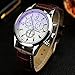 ABC Men's Luxury Fashion Faux Leather Mens Blue Ray Glass Quartz Analog Watches