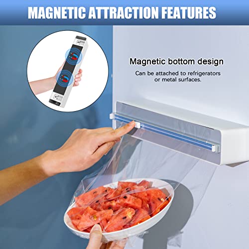 leQuiven Plastic Wrap Dispenser with Slide Cutter, Reusable Cling Film
