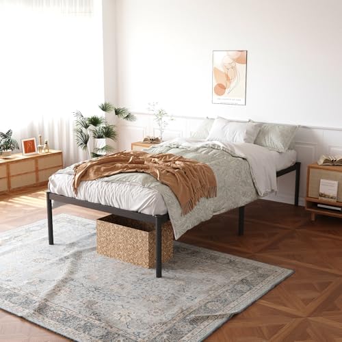 Estrutura De Cama De Metal, Não Precisa de Box Spring,Com Espaço De Armazenamen Cor Preto (TWIN)