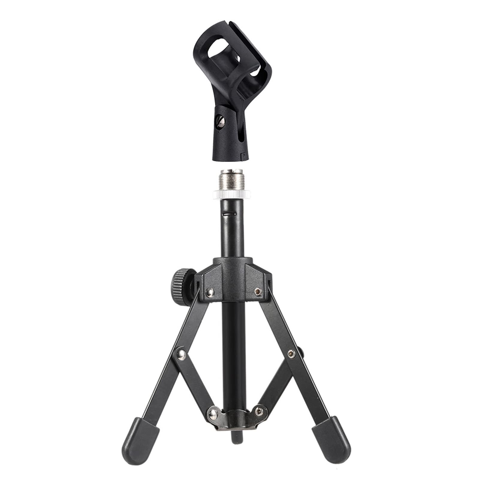 Btuty MS-12 Tripod Microphone Stand Desktop Foldable Adjustable with MC3 Mic Clip Holder Bracket for Meeting Lectures Podcasts