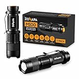ZONAPA LED Mini Flashlights (2-Pack) Tactical, Compact, Portable | Ultra-Bright Lighting | Indoor and Outdoor Use | Emergency, Camping, Travel, Hiking | Battery Powered … (2 Pack)
