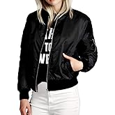 Lavnis Women's Lightweight Bomber Jacket Casual Long Sleeve Fall Coat Zip Up Outerwear Windbreaker