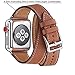 WFEAGL Compatible iWatch Band, Top Grain Leather Band Replacement Strap iWatch Series 4,Series 3,Series 2,Series 1,Sport, Edition (Brown Double Tour Band +Silver Buckle, 38mm 40mm)