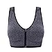 Senchanting Zip Front Racerback Padded Wirefree Push up Impact Yoga Sports Bra (Grey,L)