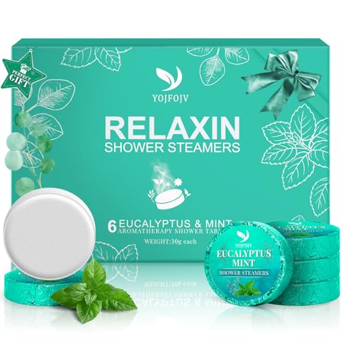 Shower Steamers Aromatherapy 6 Pack - Breathe Easy & Relaxation with Eucalyptus Menthol Essential Oils, Christmas Stocking Stuffers for Men, Birthday Gifts for Women, White Elephant, Self Care Gifts