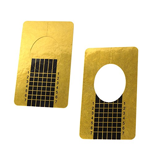 G2PLUS Nail Form Guide Stickers for Acrylic Nail Art Tips / Gel Nail Polish Extensions (1 Roll / 500 PCS - Gold)