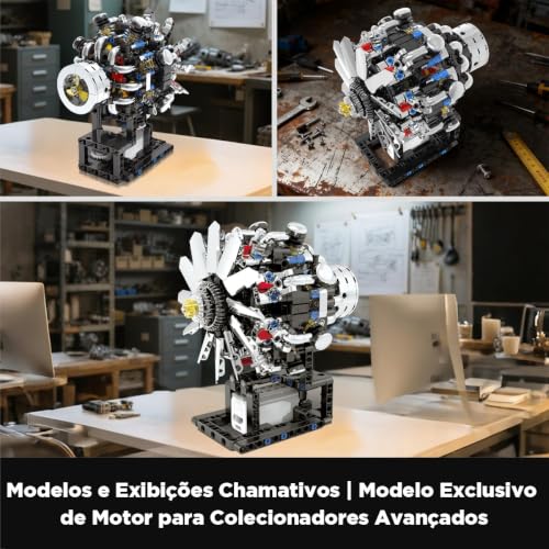 Blocos de Montar Construção de Motor V8 Modelo Brinquedos (558 Peças)