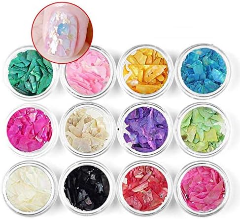 12 Boxes Mix Color Natural Sea Shell 3D Charm Nail Art Decoration Slice Shell Paillette Glitter Nail Art Design Tools DIY Accessory