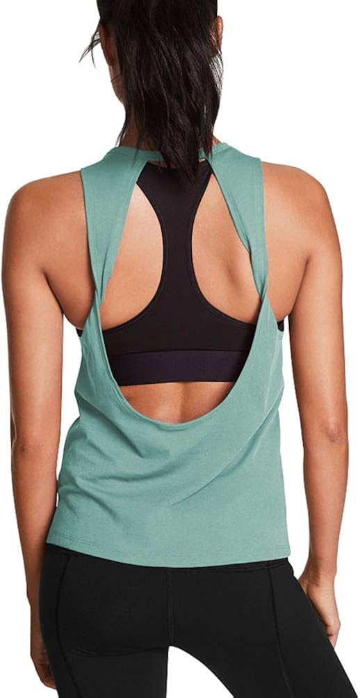 Mippo Workout Tops for Women Yoga Tank Tops Loose Fit Open Back Shirts Gym Clothes: Clothing