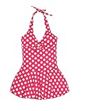 Velishy Big Girls Polka Dot Halter Backless One-piece Swimwear