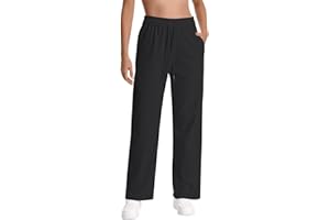 Auriviz Straight Leg Sweat Pants for Women High Waisted Baggy Sweatpants Drawstring Travel Workout Pants with Pockets
