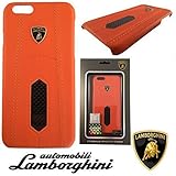 Lamborghini Aventador D2 Leather+Carbon Fiber Back Case for iPhone 6 Orange