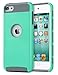 ULAK iPod Touch 5/6th Generation Case, Dual Layer Slim Protective Hybrid iPod Touch Case Hard PC Cover for Apple iPod Touch 5 6th Generation (Aqua Mint/Grey)