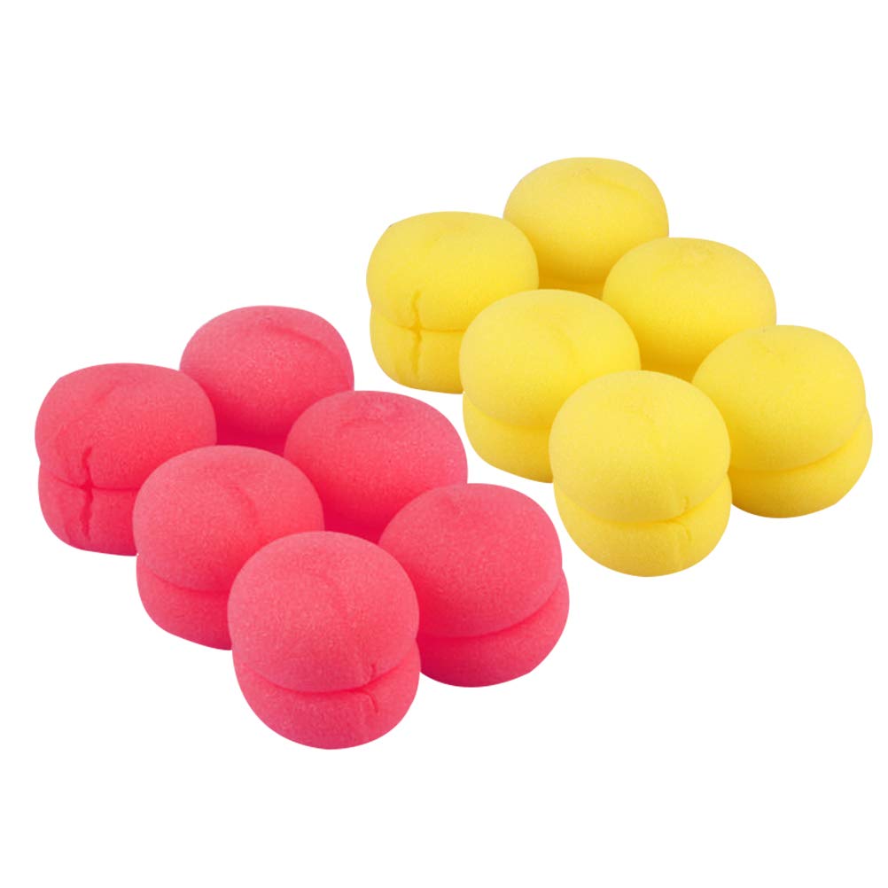Beaupretty 12pcs Mushroom Hair Curler Roller Hair Care Foam Soft Round Sponge Balls Curlers Hair Roller Bun Tool for Women Girls (Yellow, Red)