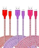 Micro USB Charger, Eversame [3-Pack] 6Ft 1.8M Premium Nylon Braided High Speed USB2.0 A Male to Micro B Charger Cable For Samsung Galaxy S6, HTC ONE M9, LG, and more(Red Purple Hot Pink)