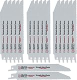 6-Inch Wood, Nail-Embedded Wood Cutting Demolition Saw Blades Made of Long Lasting Bi-Metal (HSS teeth bonded to HCS body) for Reciprocating/Sawzall Saws - 17 Pack