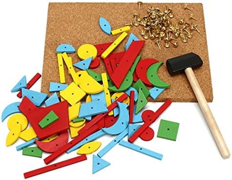 Aissimio 80pcs Children Wooden Toys Puzzle Hammer Nail Tap Tap Hammering Puzzle Set Educational Toy Gifts for Kids Children